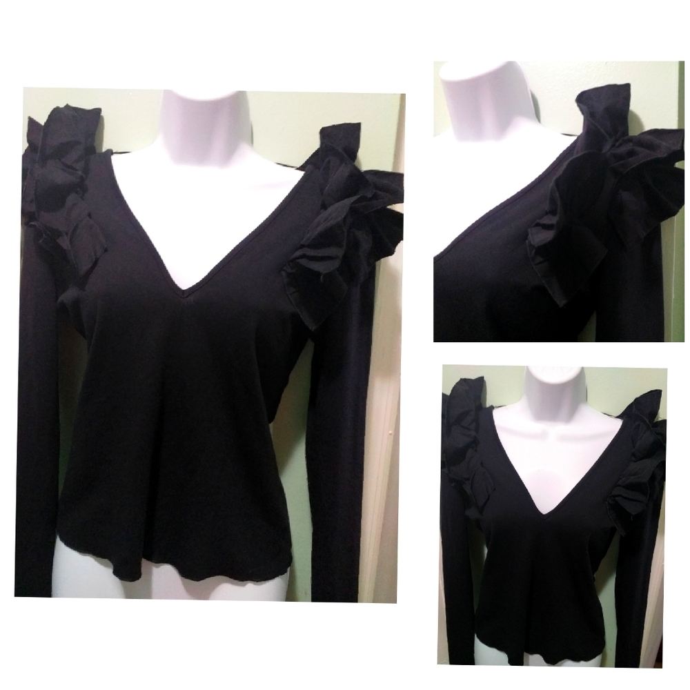 Zara Trafaluc v neck _ long sleeves top_ szM